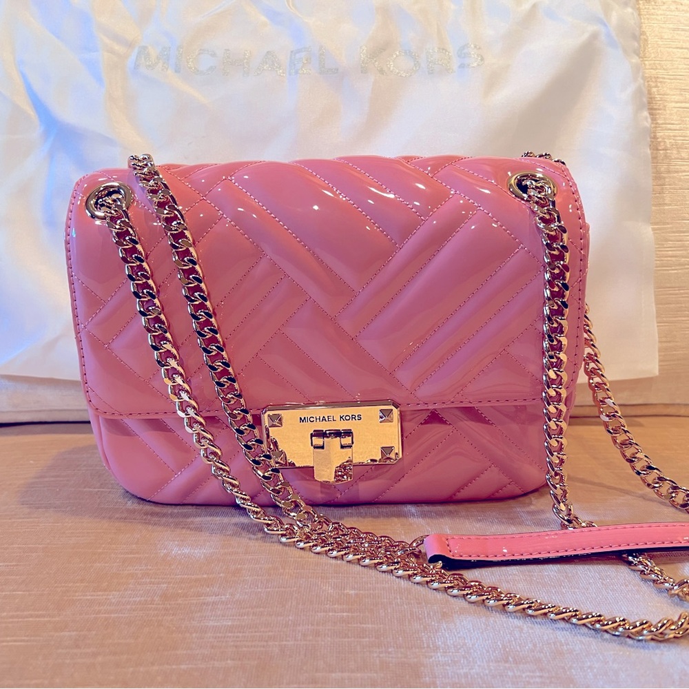 Michael Kors patent pink purse